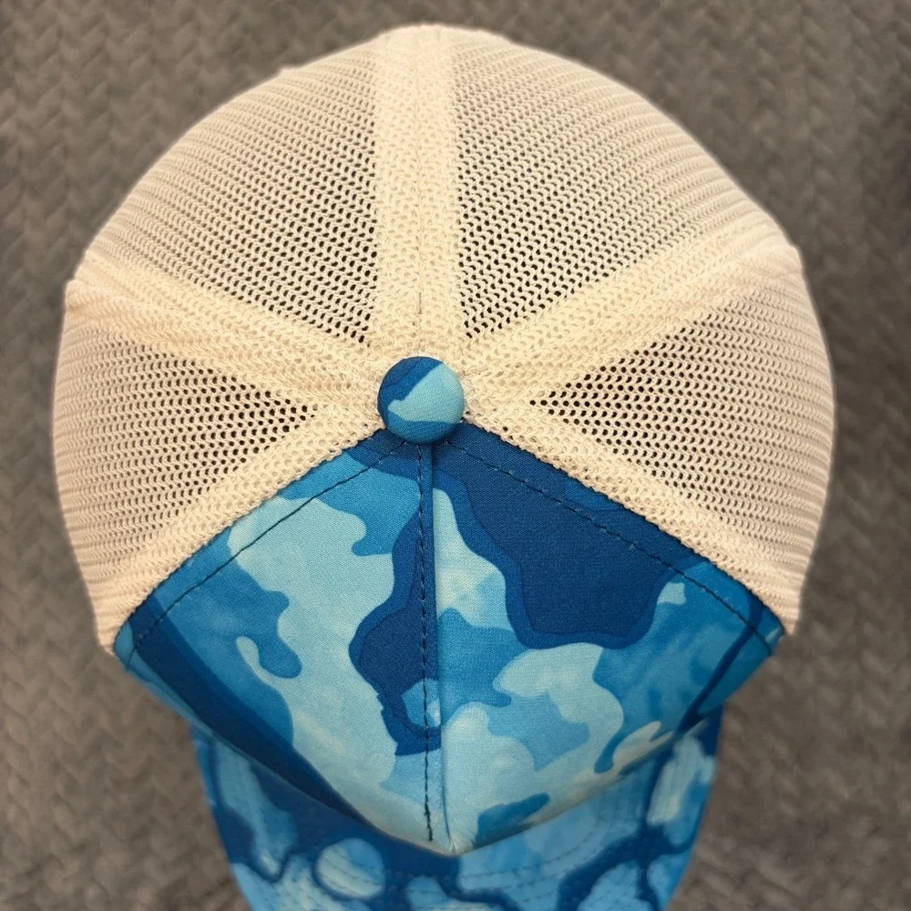 Huk Performance Trucker Hat Blue Camo White Mesh Snapback Fishing Cap